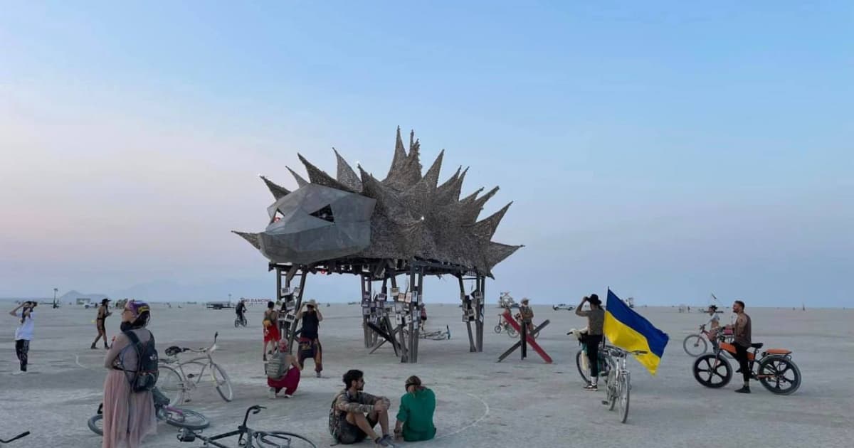 Ukrainian team presents "The Hedgehog Temple" military memorial at the Burning Man festival in the US